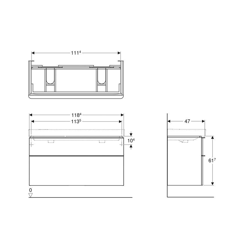 Geberit 500.356.00.1 - Fürdőszobai szekrény dupla mosdó alá Smyle Square 61,7x118,4 cm fehér