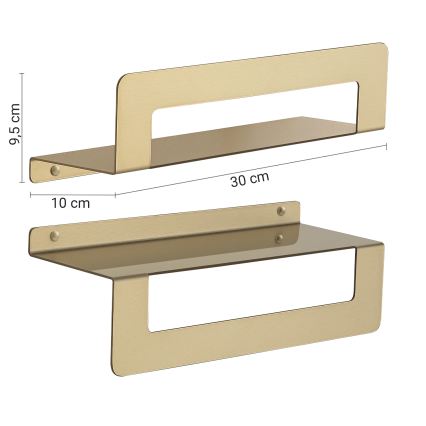 Gedy - CLEO 30 cm törölközőtartós polc, matt arany