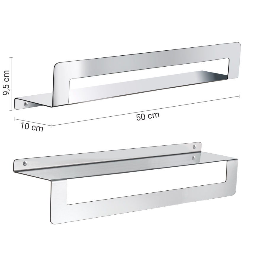 Gedy - CLEO 50 cm-es polc törölközőtartóval, fényes rozsdamentes acél