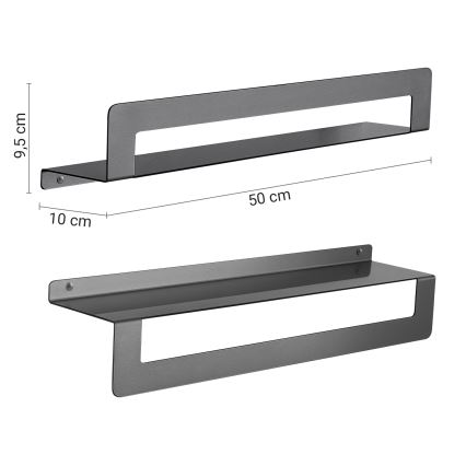 Gedy - CLEO 50 cm-es törölközőtartós polc metál szürke