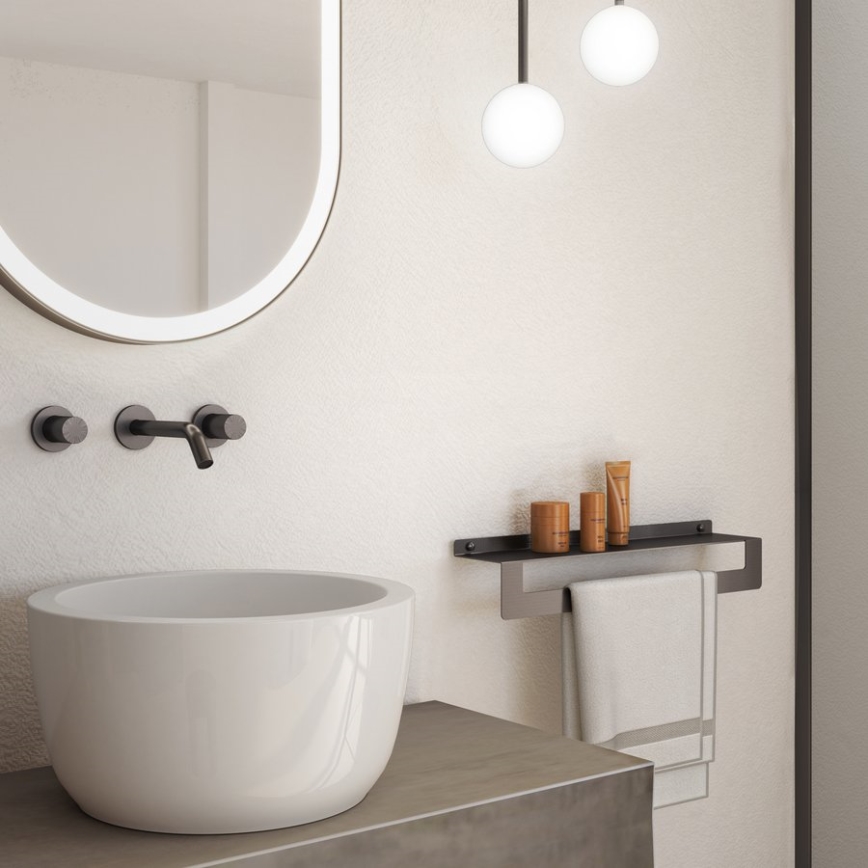 Gedy - CLEO törölközőtartós polc, 30 cm, metál szürke