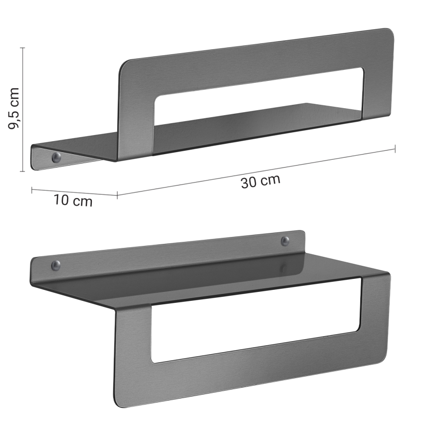 Gedy - CLEO törölközőtartós polc, 30 cm, metál szürke