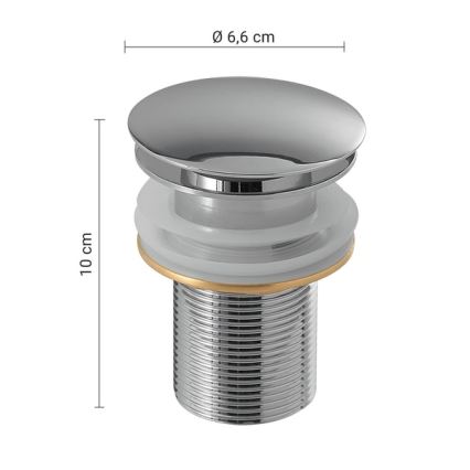 Gedy - CLICK-CLACK mosdó leeresztő Ø 6,6 cm, fényes króm