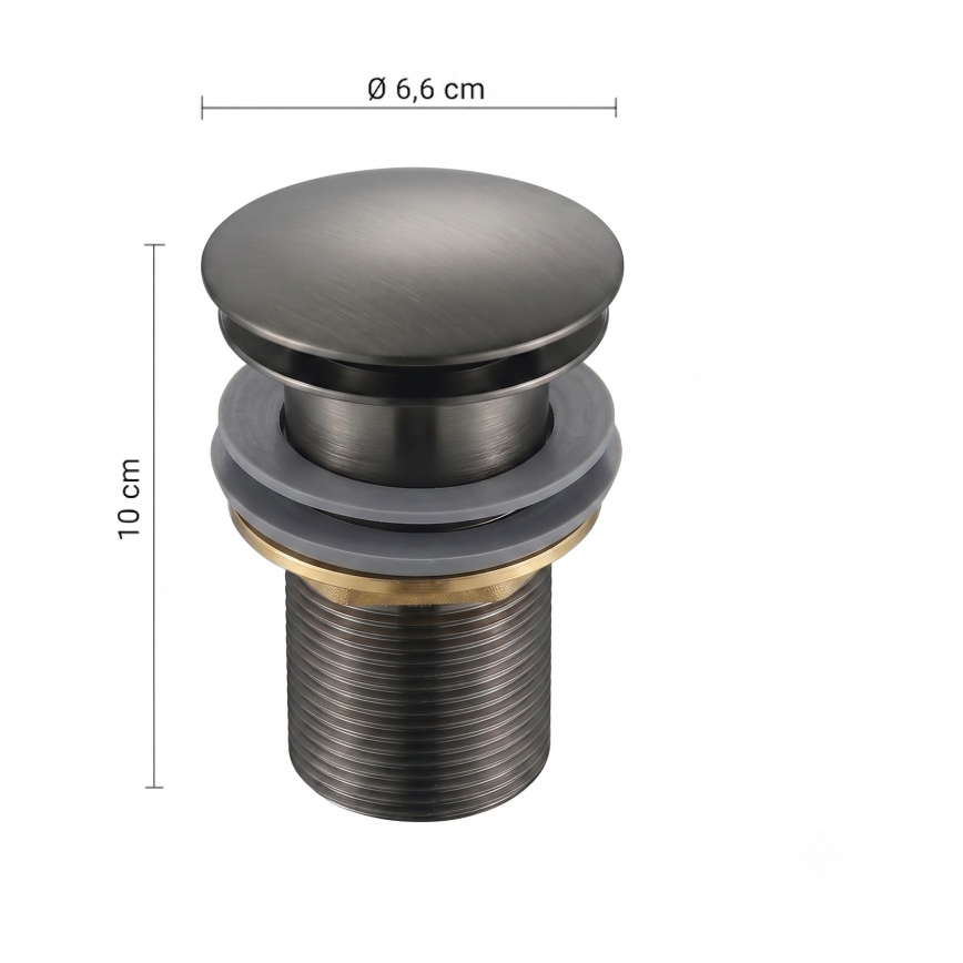 Gedy - CLICK-CLACK mosdóleeresztő, átmérő 6,6 cm, metál szürke