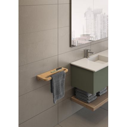 Gedy - Fali polc törölközőtartóval HIMALAYA 14,5x40 cm bambusz