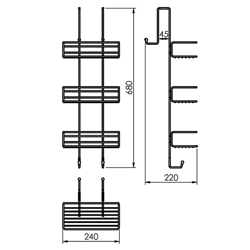 Gedy - Fali zuhanypolc CHROM LINE 68x24 cm, fényes króm