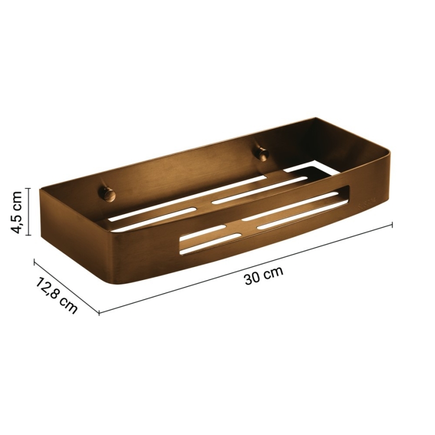 Gedy - Falra szerelhető zuhanypolc SMART 30x12,8 cm bronz