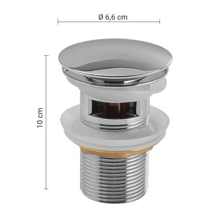 Gedy - Mosdó leeresztő CLICK-CLACK átm. 6,6 cm fényes króm