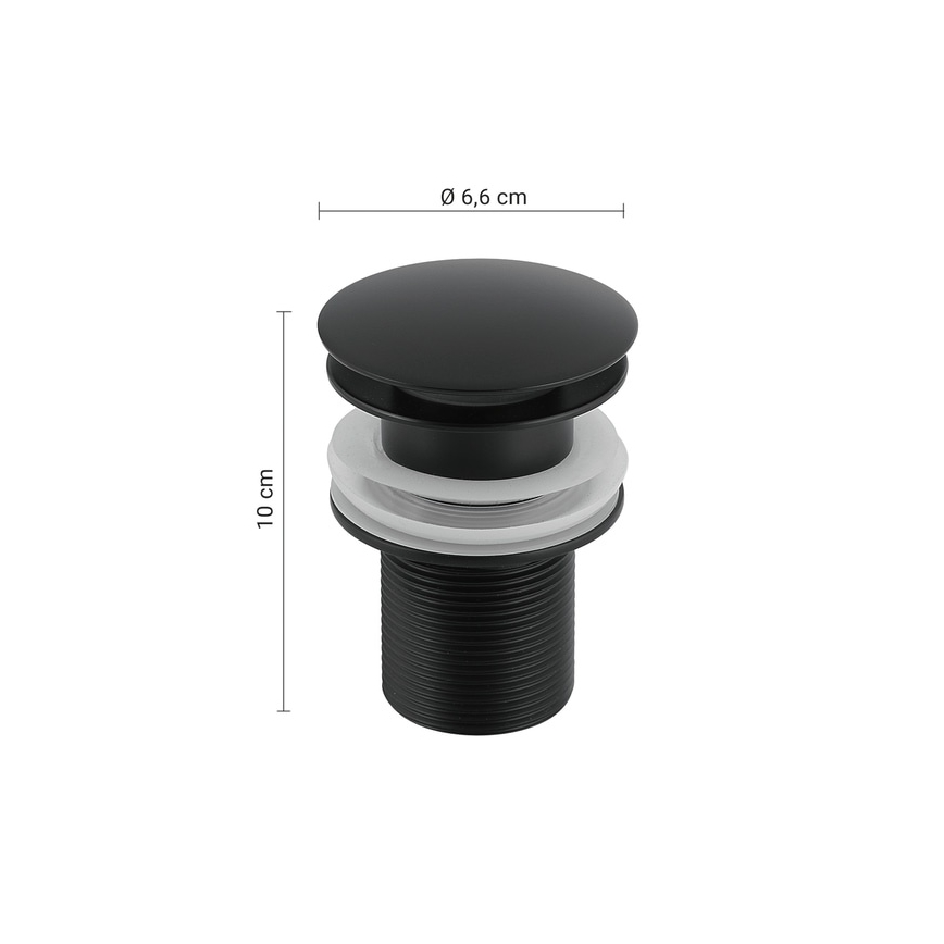 Gedy - mosdóleeresztő CLICK-CLACK átm. 6,6 cm matt fekete