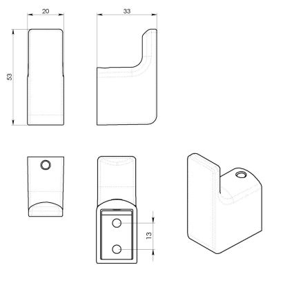 Gedy - PIRENEI 2 darabos fali kampó, matt fehér