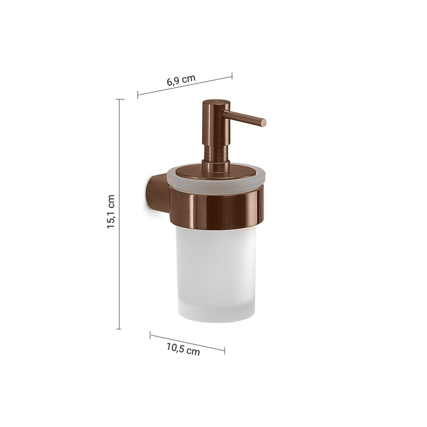 Gedy - PIRENEI fali szappanadagoló, 140 ml, opálüveg/bronzszínű