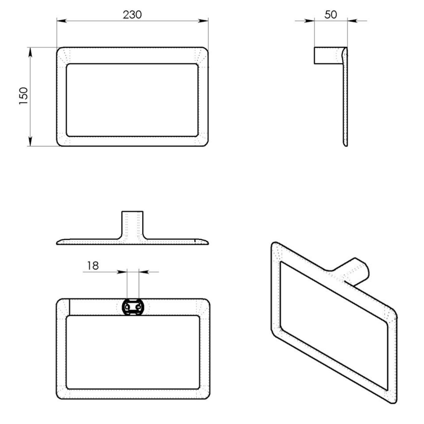 Gedy - PIRENEI fali törölközőtartó 15x23 cm arany