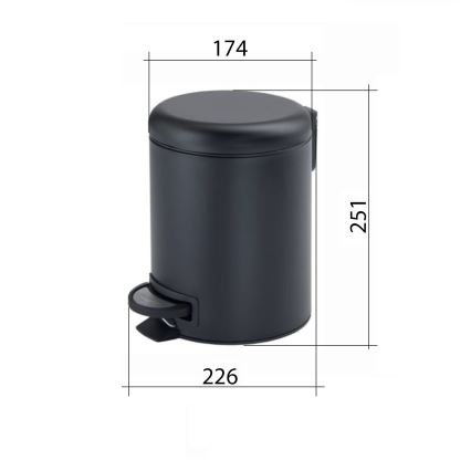 Gedy - POTTY 3 l lágyan záródó szemetes, metál szürke