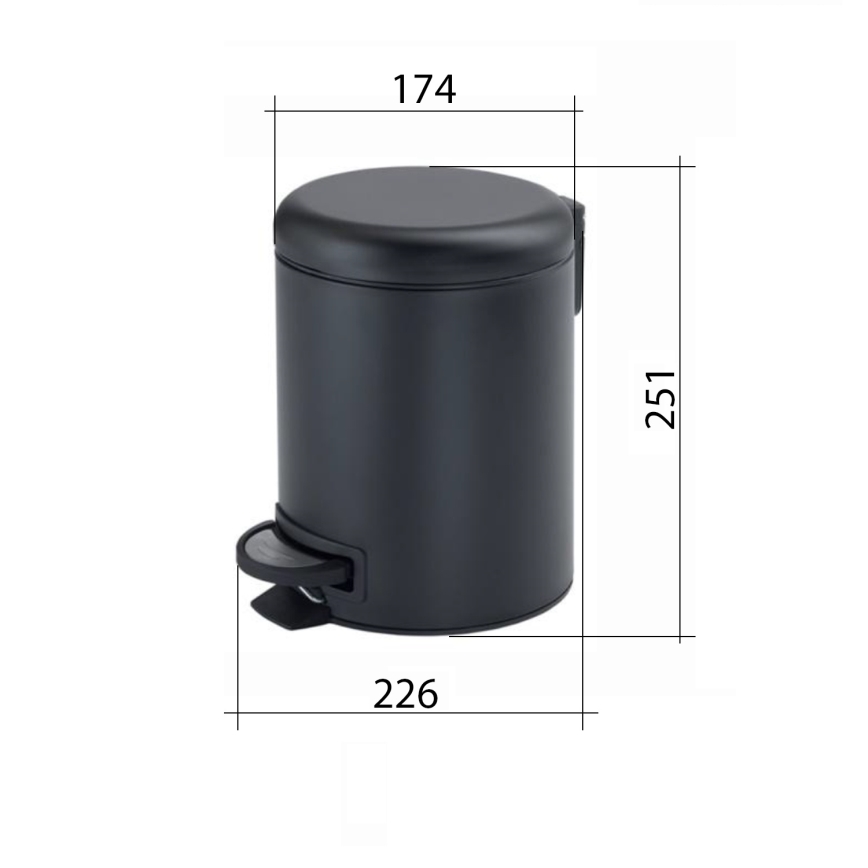 Gedy - POTTY 3 l lágyan záródó szemetes, metál szürke