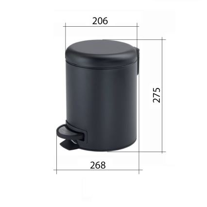Gedy - POTTY szemetesvödör 5 l, lágy záródás, matt fekete