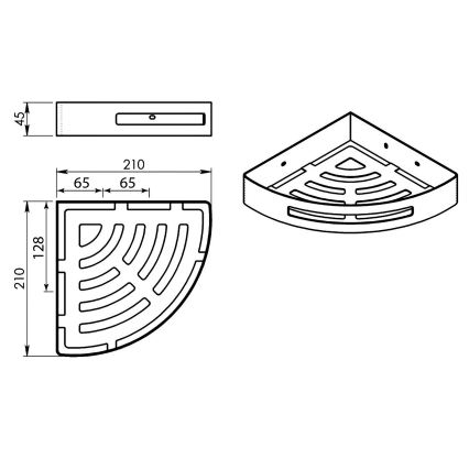 Gedy - Sarokpolc a zuhanyzóba SMART 21x4,5 cm metál szürke