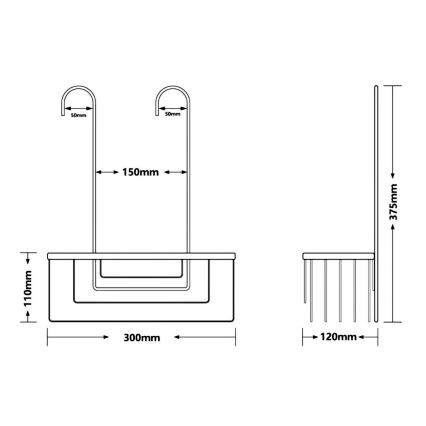 Gedy - SMART akasztós zuhanypolc 37,5x30 cm metál szürke