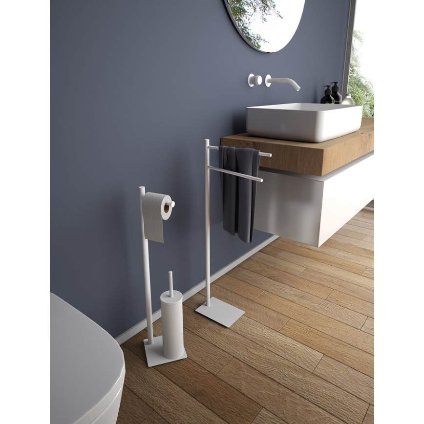 Gedy - TRILLY álló WC-kefe toalettpapírtartóval matt fehér