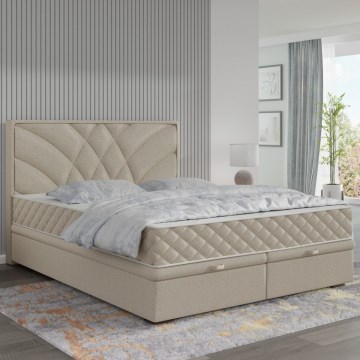 GINA kárpitozott ágy 160x200 cm, matracokkal és tárolóval, bézs