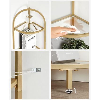 GLASY arany színű könyvespolc