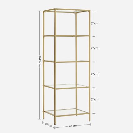 GLASY könyvespolc 40x125x30 cm arany