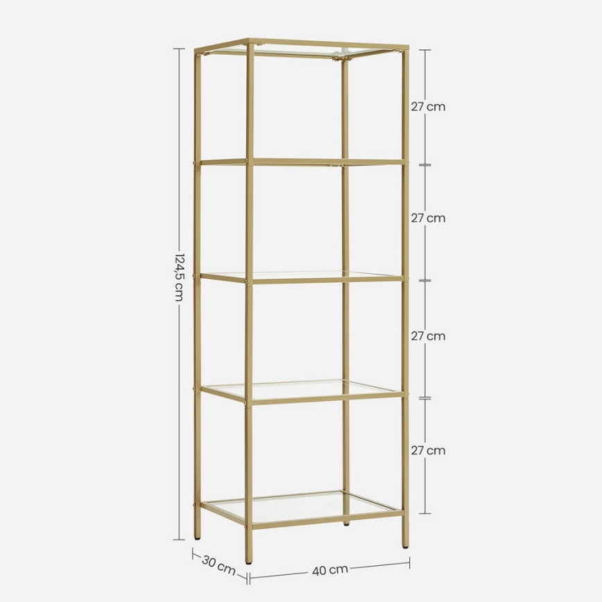GLASY könyvespolc 40x125x30 cm arany