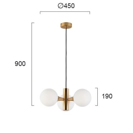 GLOBE zsinóros csillár 3xE14/7W/230V arany