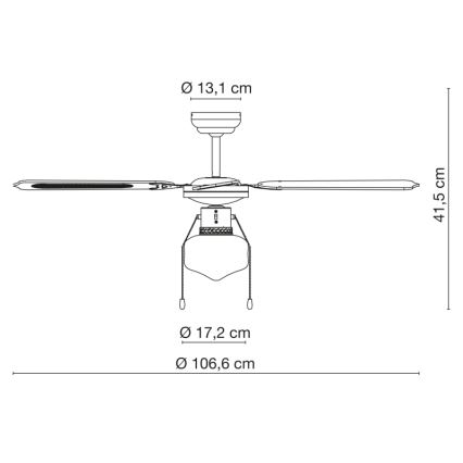 Globo 0309CSW - Mennyezeti ventilátor CHAMPION 1xE27/60W/230V