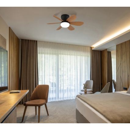 Globo - LED dimmelhető mennyezeti ventilátor LED/5W/230V 2700-6500K barna + távirányító