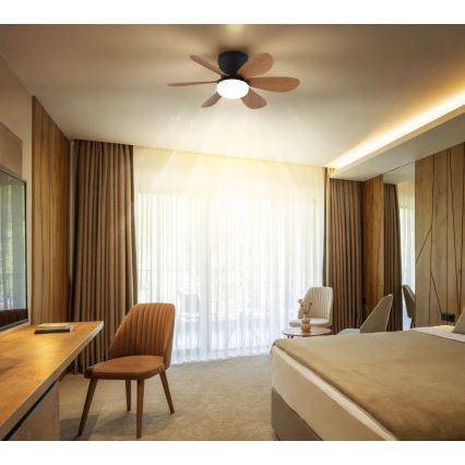 Globo - LED dimmelhető mennyezeti ventilátor LED/5W/230V 2700-6500K barna + távirányító