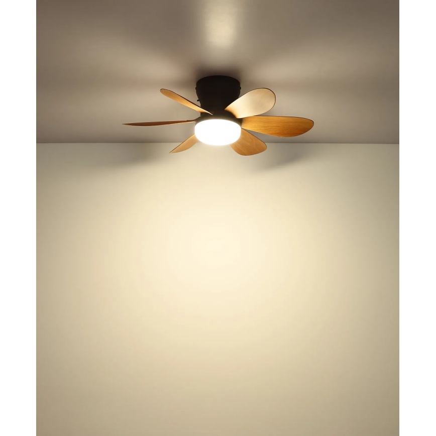 Globo - LED dimmelhető mennyezeti ventilátor LED/5W/230V 2700-6500K barna + távirányító