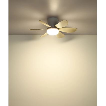 Globo - LED fényerőszabályozható mennyezeti ventilátor LED/5W/230V 2700-6500K bézs + távirányító