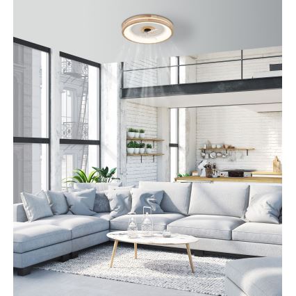 Globo - LED Dimmelhető mennyezeti lámpa ventilátorral LED/30W/230V 2700-6500K barna + távirányítás