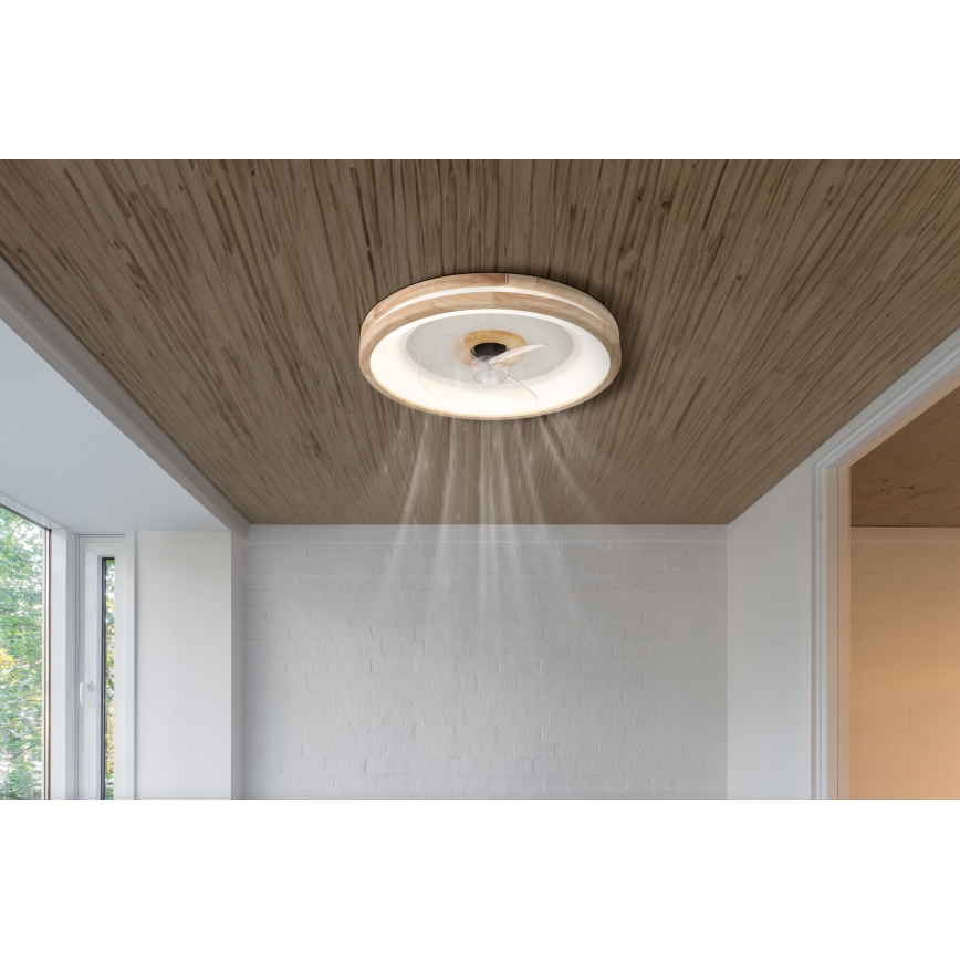 Globo - LED Dimmelhető mennyezeti lámpa ventilátorral LED/30W/230V 2700-6500K barna + távirányítás