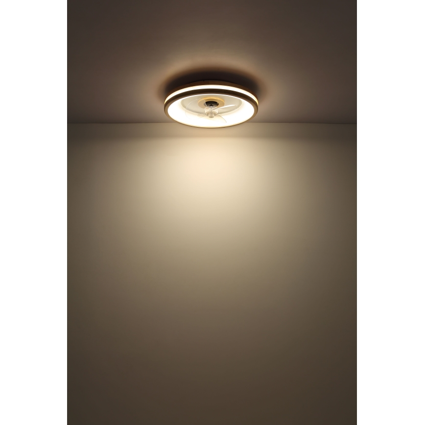 Globo - LED Dimmelhető mennyezeti lámpa ventilátorral LED/30W/230V 2700-6500K barna + távirányítás