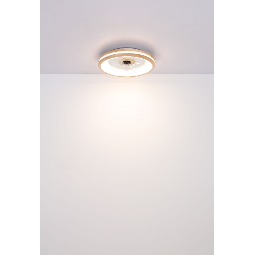 Globo - LED Dimmelhető mennyezeti lámpa ventilátorral LED/30W/230V 2700-6500K barna + távirányítás