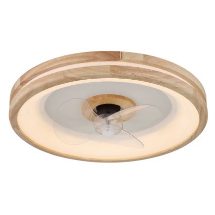 Globo - LED Dimmelhető mennyezeti lámpa ventilátorral LED/30W/230V 2700-6500K barna + távirányítás