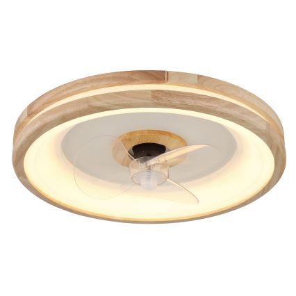 Globo - LED Dimmelhető mennyezeti lámpa ventilátorral LED/30W/230V 2700-6500K barna + távirányítás