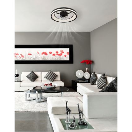 Globo - LED Dimmelhető mennyezeti lámpa ventilátorral LED/30W/230V 2700-6500K fekete + távirányítás