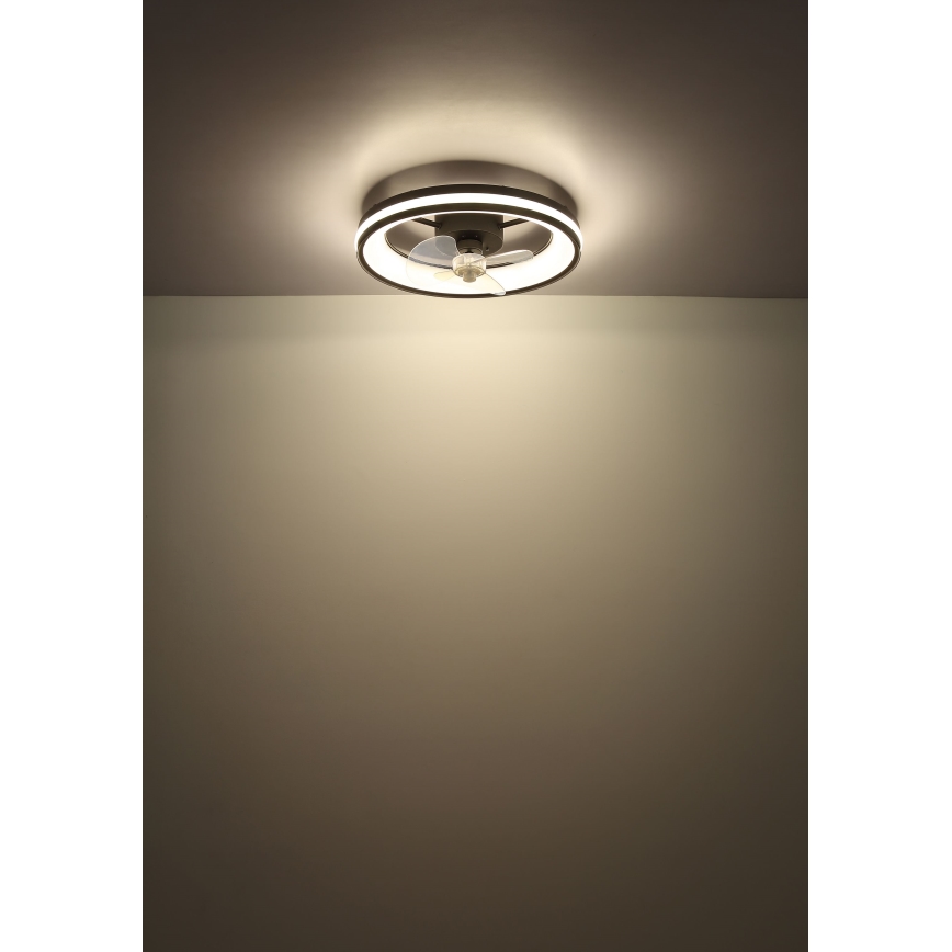 Globo - LED Dimmelhető mennyezeti lámpa ventilátorral LED/30W/230V 2700-6500K fekete + távirányítás