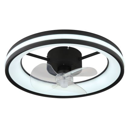 Globo - LED Dimmelhető mennyezeti lámpa ventilátorral LED/30W/230V 2700-6500K fekete + távirányítás