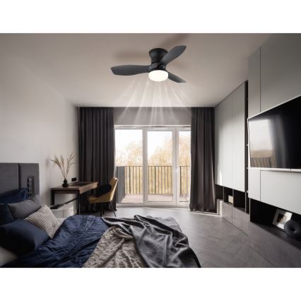 Globo - Fényerőszabályozható mennyezeti ventilátor LED/15W/230V 2700-6500K fekete + távirányító