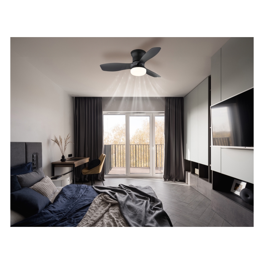 Globo - Fényerőszabályozható mennyezeti ventilátor LED/15W/230V 2700-6500K fekete + távirányító
