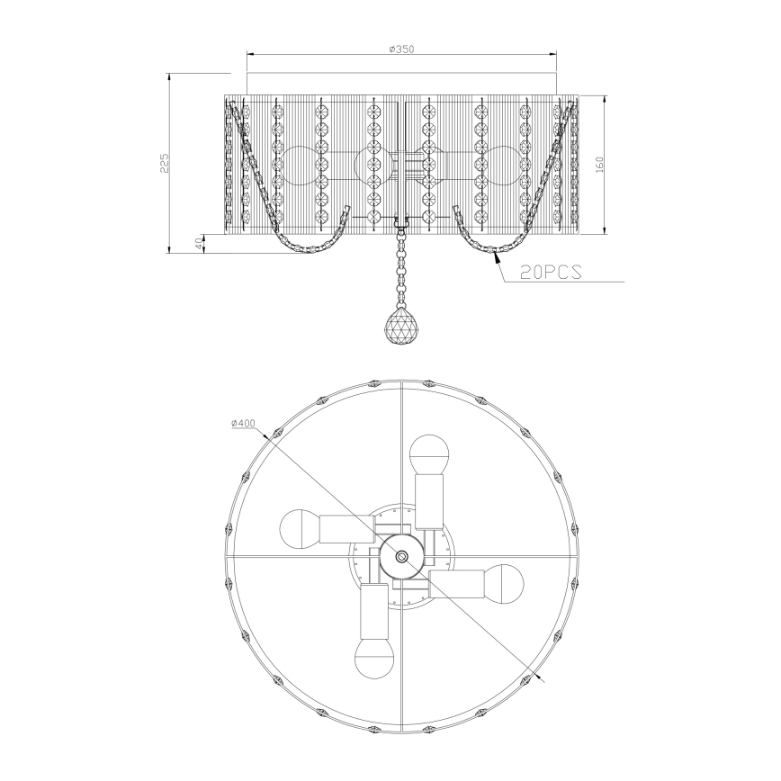 Globo - Kristály mennyezeti lámpa 4xE14/40W/230V