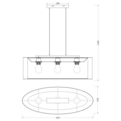 Globo - Csillár zsinóron 3xE27/60W/230V