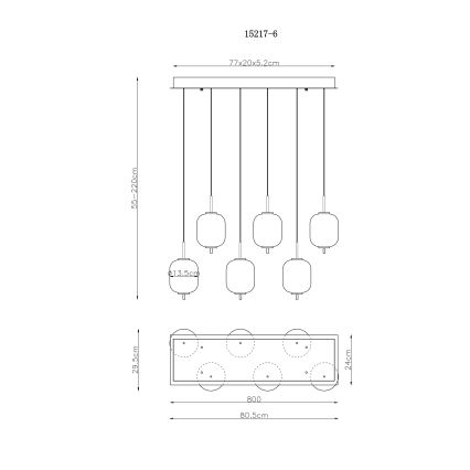 Globo - LED Csillár zsinóron 6xLED/6,7W/230V