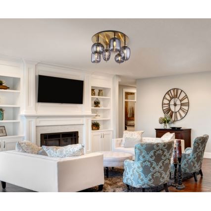 Globo - Felületre szerelhető csillár 6xE14/40W/230V sárgaréz