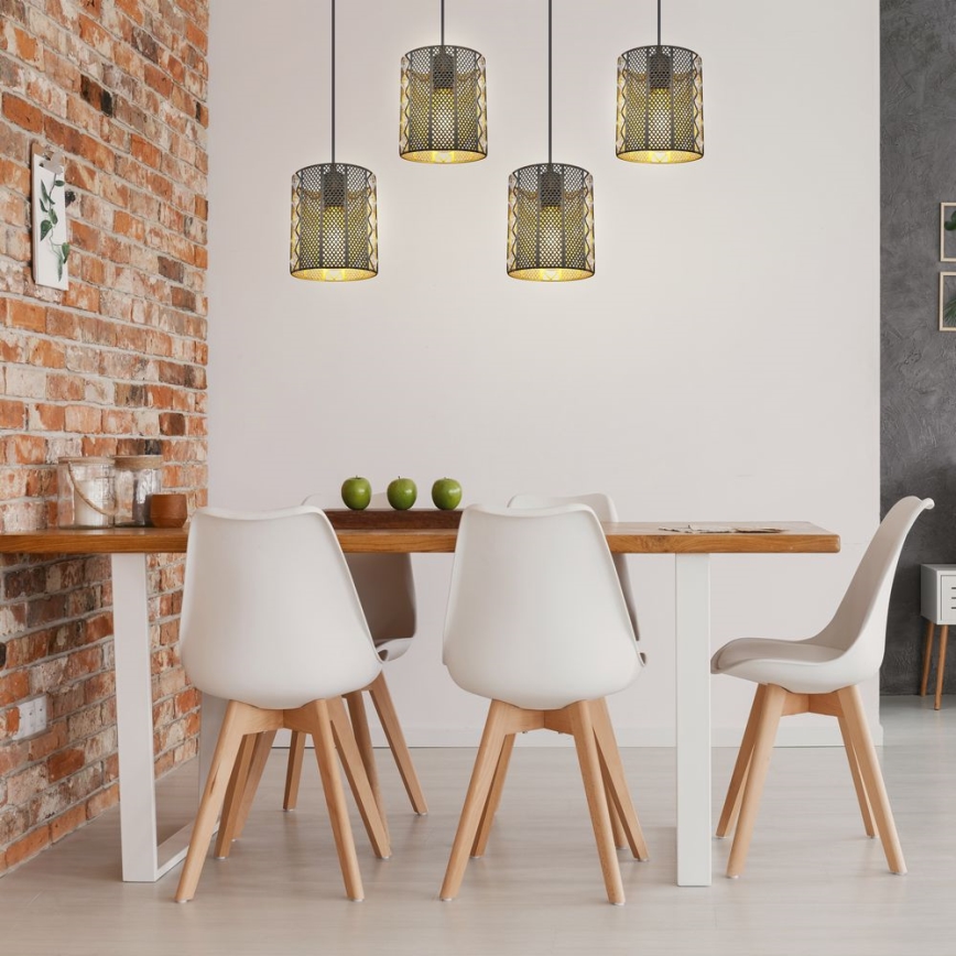 Globo - Függeszték kábellel 4xE27/60W/230V arany/fekete