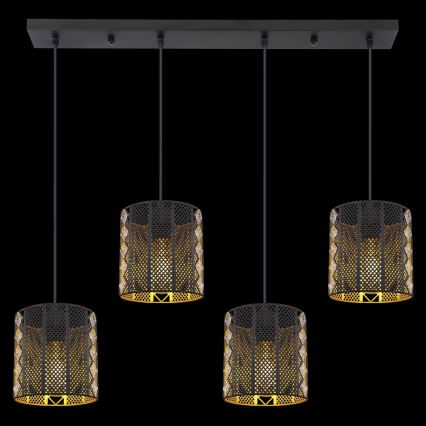 Globo - Függeszték kábellel 4xE27/60W/230V arany/fekete