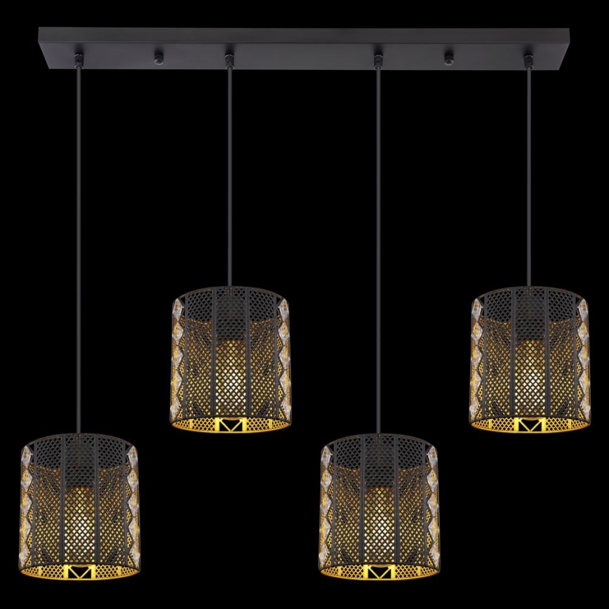 Globo - Függeszték kábellel 4xE27/60W/230V arany/fekete